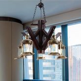 Vintage Clear Glass Ceiling Chandelier - 5-Light Black Pendant Fixture for Living Room - This unique 5 Lights Ceiling Chandelier is industrial in style and features a black finish. Its size is suitable for rooms larger than 25" and the fix